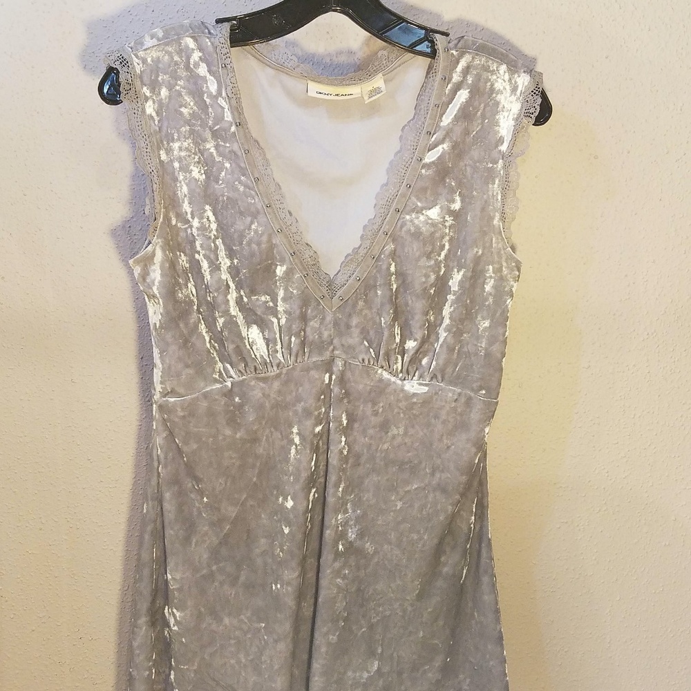 DKNY JEANS Velvet V neck Top